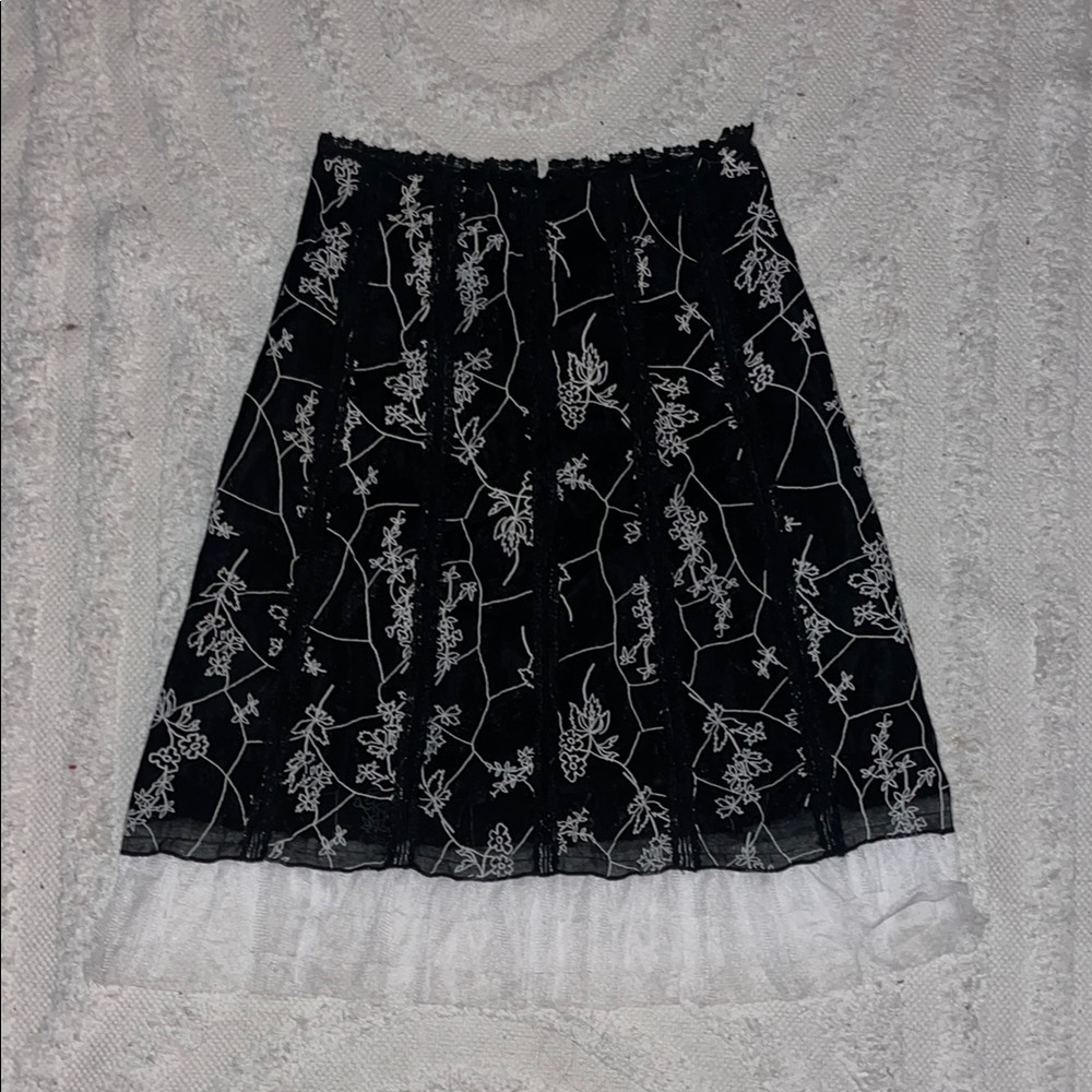 Elegant Black and White Floral Skirt